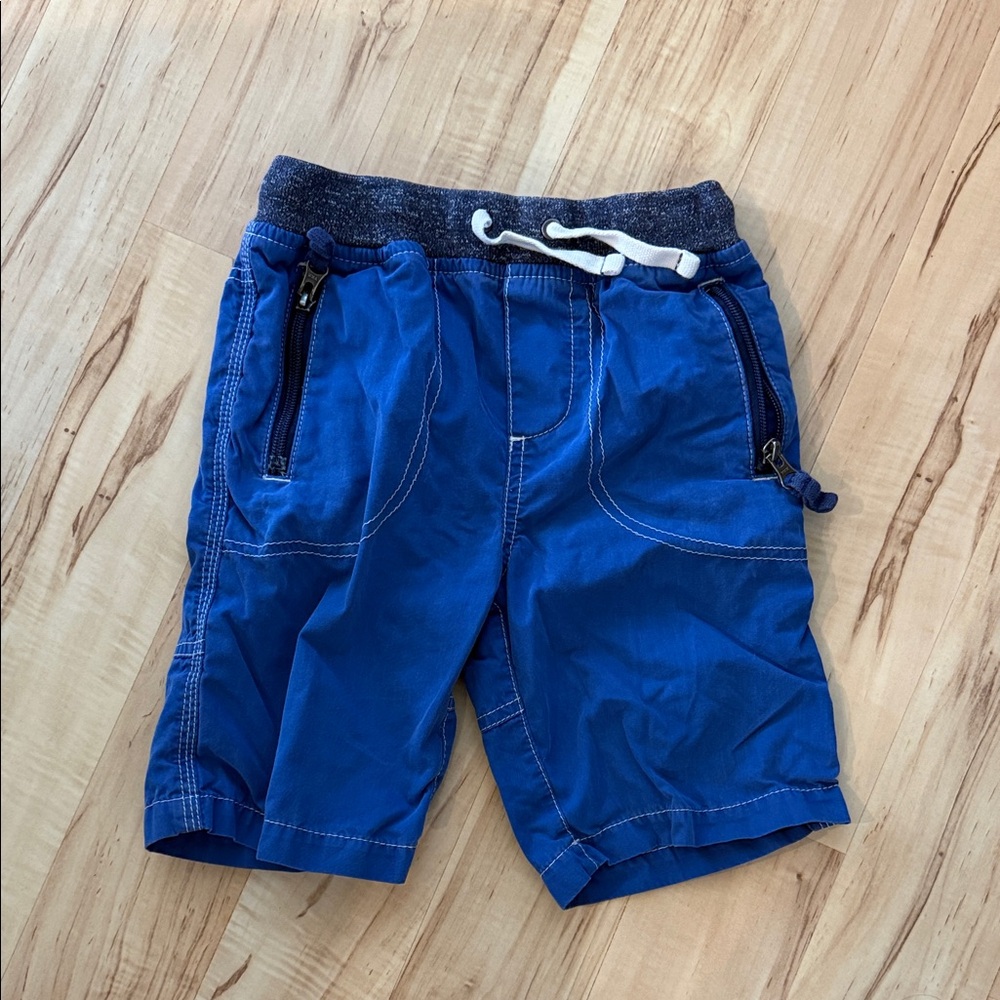 Mini Boden Navy Blue Kids Athletic Shorts with Heathered Waistband